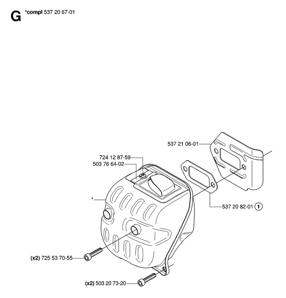 Muffler Diagram and Parts List for 575XP-575XPG 575 XP W - 575 XPGW Husqvarna Chainsaw