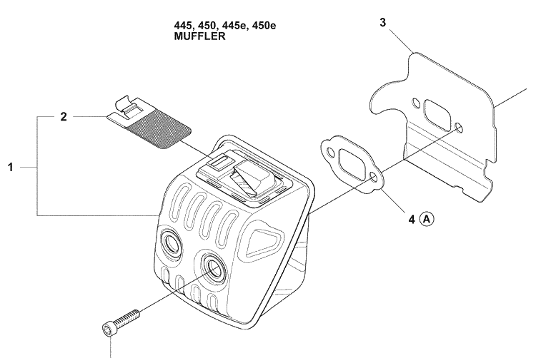 Muffler Diagram and Parts List for 450E 2009-02 Husqvarna Chainsaw