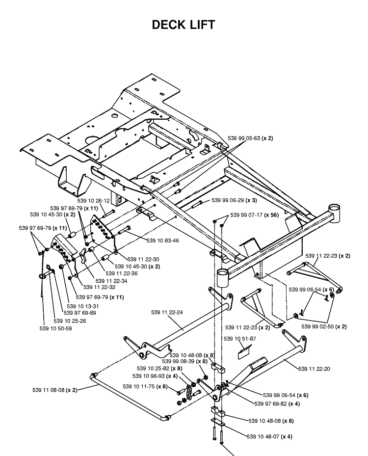Mower Lift / Deck Lift Diagram and Parts List for EZ4217KAA (968999373)(2006-02) Husqvarna Lawn Mower