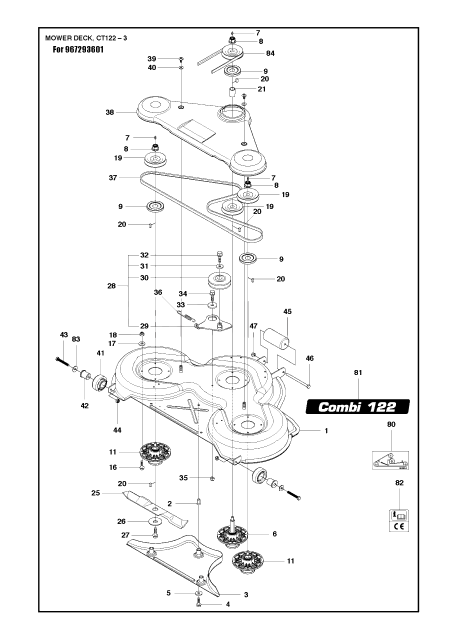 48-Inch/122cm Cutting Deck 4 Diagram and Parts List for C122 (967189001)(2018) Husqvarna Lawn Tractor Accessories