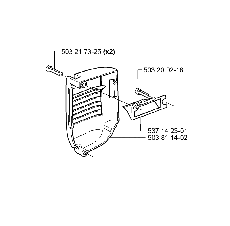 Muffler Cover Diagram and Parts List for 335XPT 2001-05 Husqvarna Chainsaw