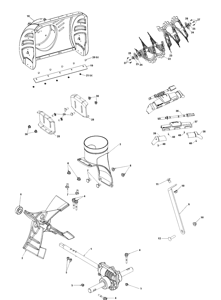 Auger Housing And Impeller Diagram and Parts List for ST427  Husqvarna Snow Blower