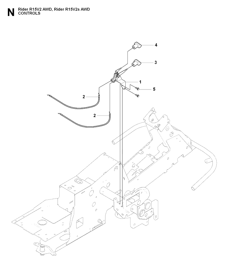 Controls Diagram and Parts List for RIDER15V2AWD (965200901)(2009-04) Husqvarna Lawn Mower