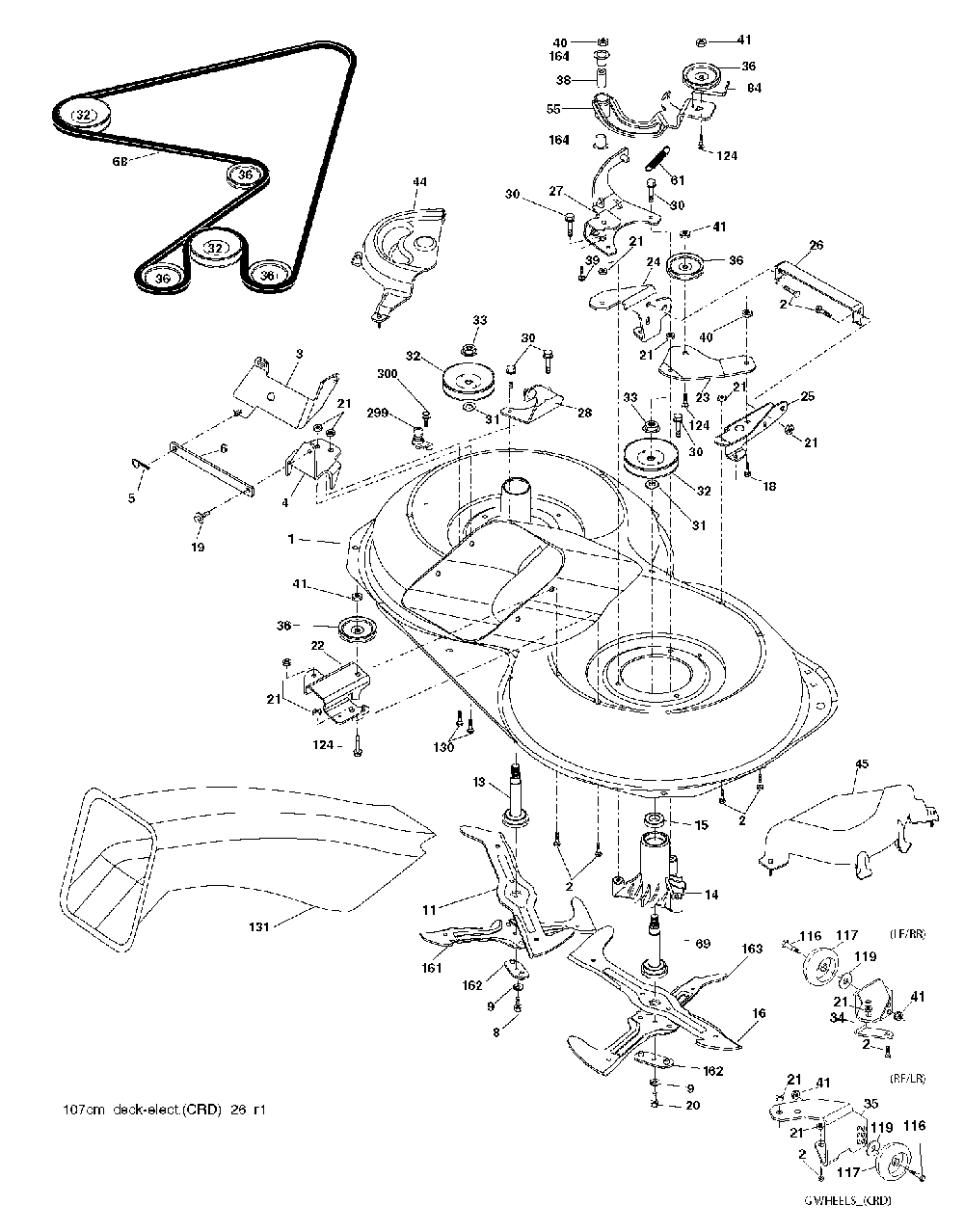 Mower Deck / Cutting Deck Diagram and Parts List for CTH150 (TWIN, 96061026000)(2010-01) Husqvarna Lawn Tractor