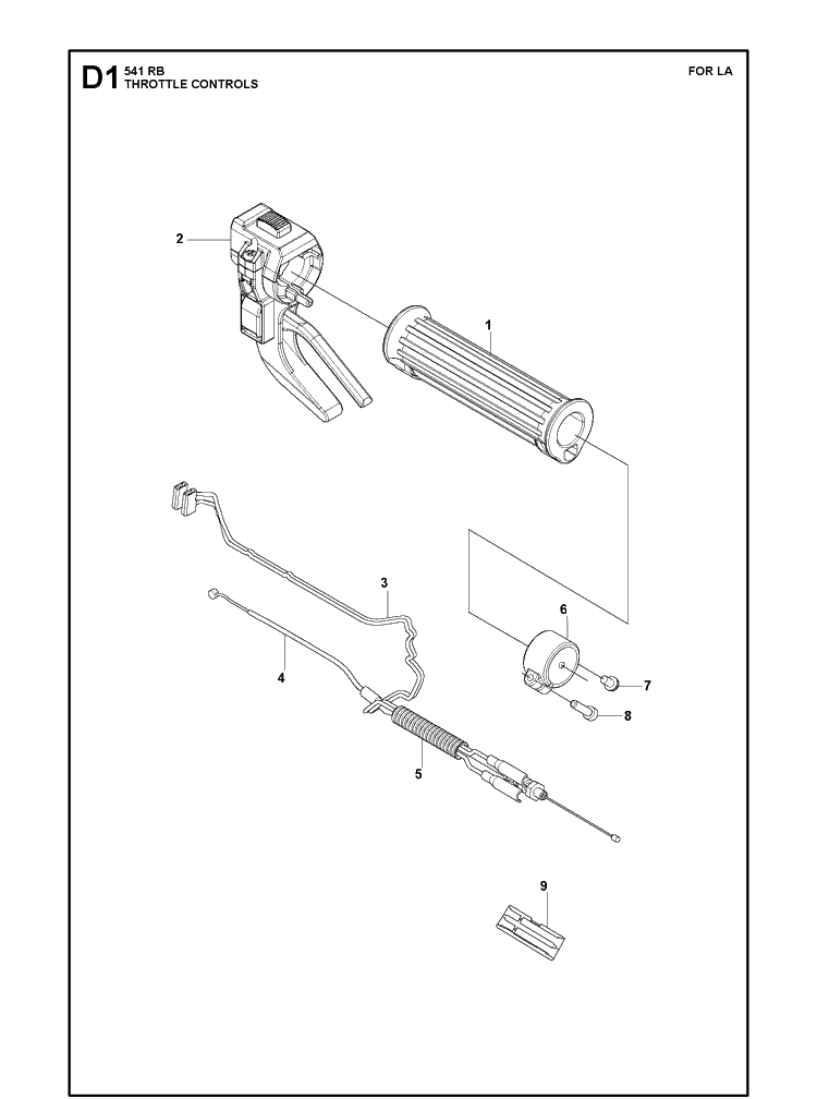 Throttle Controls 2 Diagram and Parts List for 541RB  Husqvarna Brush Cutter