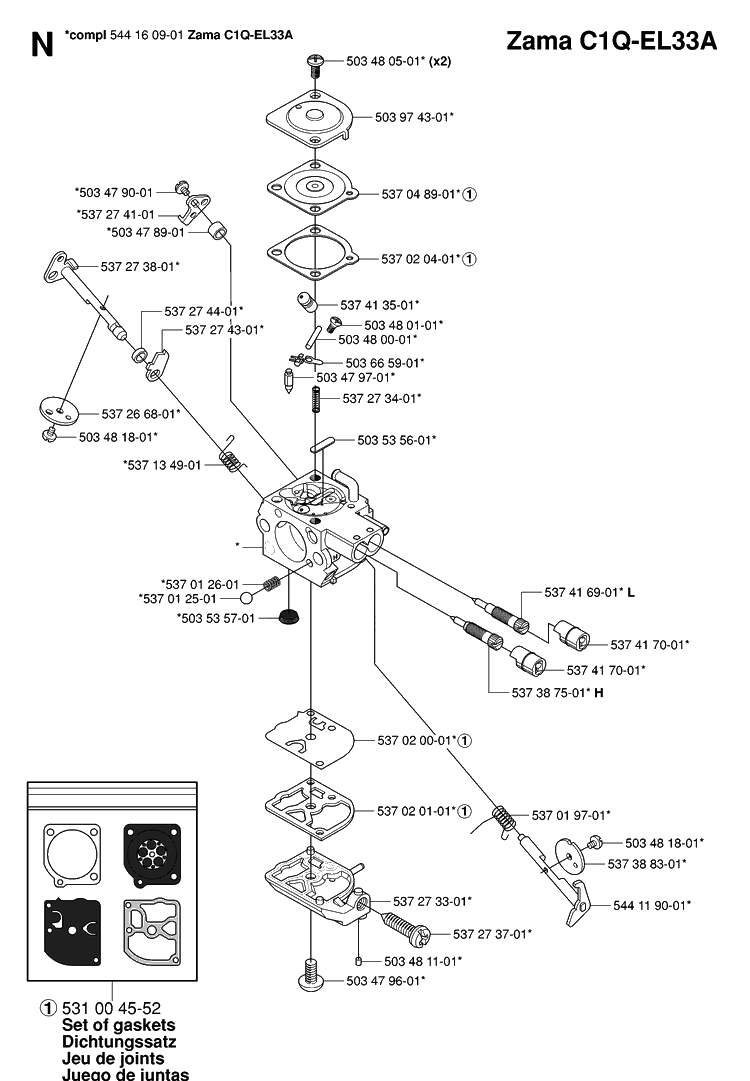 Carburetor Diagram and Parts List for 338XPT 20063600001-Current Husqvarna Chainsaw