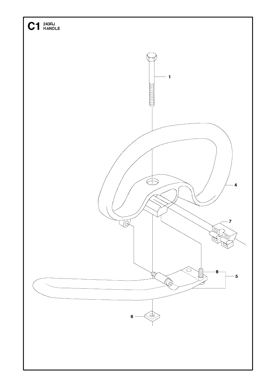 Handle Diagram and Parts List for 243RJ 20182200001 & Above Husqvarna Trimmer