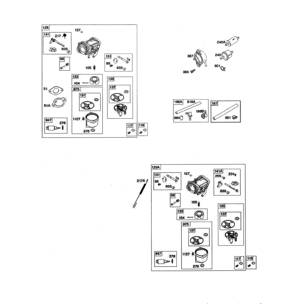 Engine >> Carburetor/Fuel Filter Diagram and Parts List for 96045006200  Husqvarna Lawn Tractor