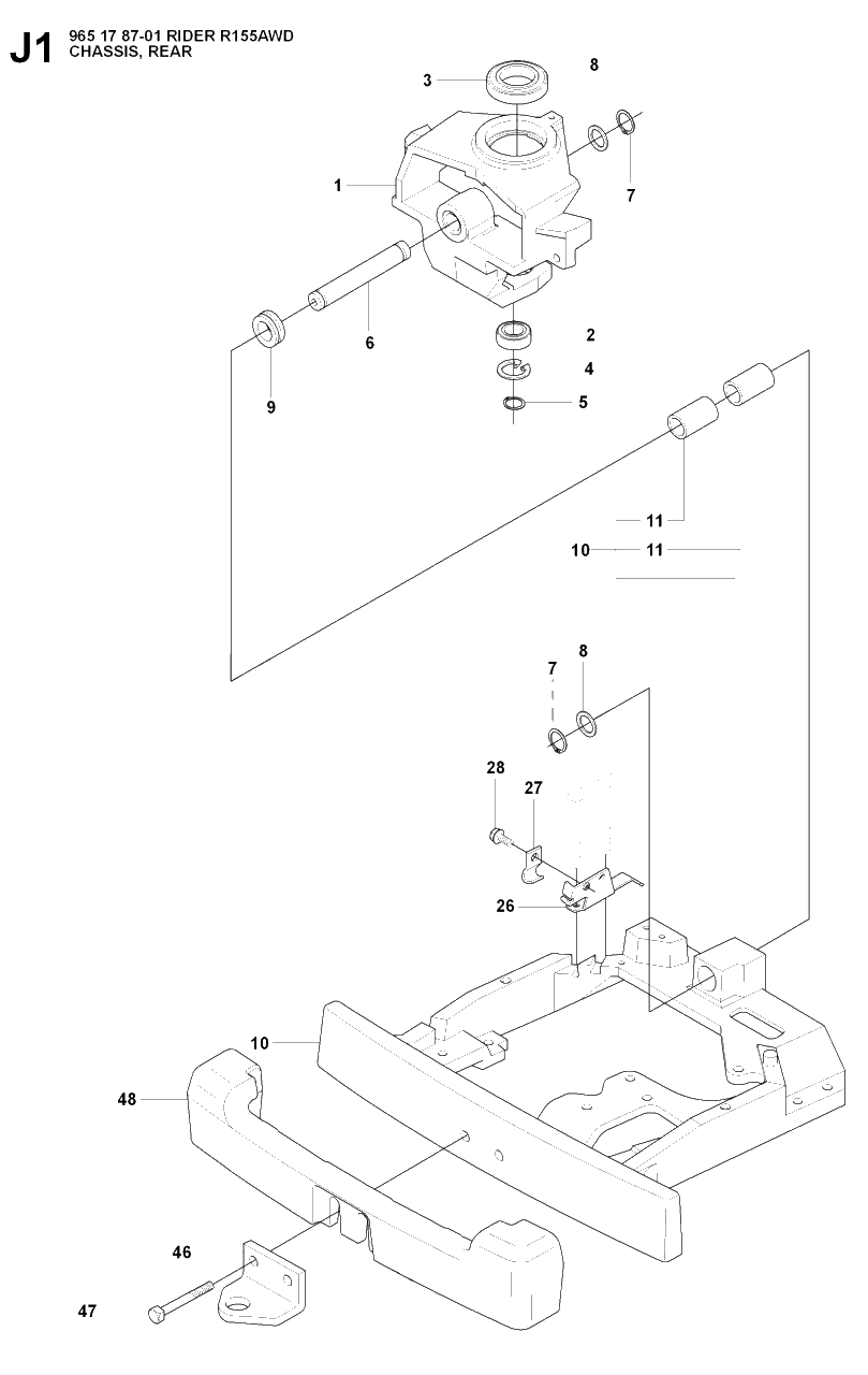 Transmission 2 Diagram and Parts List for R155AWD (965178701)(2007-03) Husqvarna Lawn Tractor