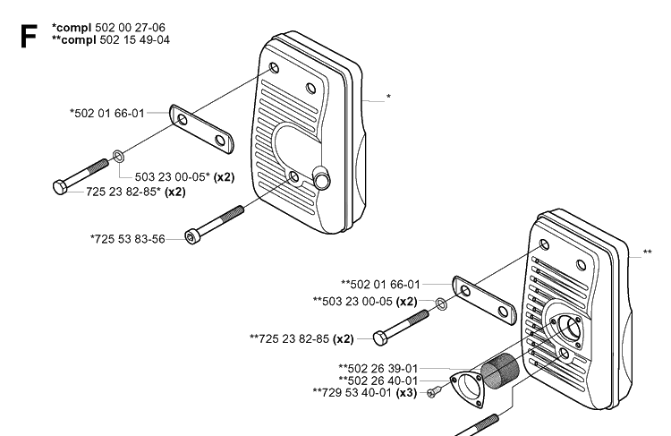 Muffler Diagram and Parts List for 265RX  Husqvarna Brush Cutter