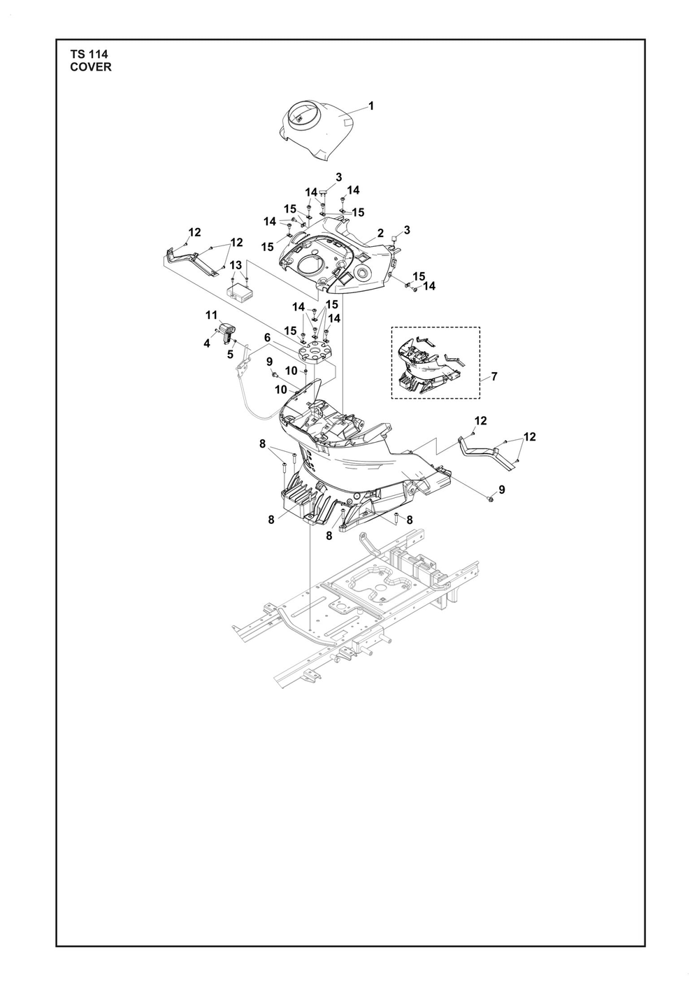 Cover Diagram and Parts List for TS114  Husqvarna Lawn Tractor