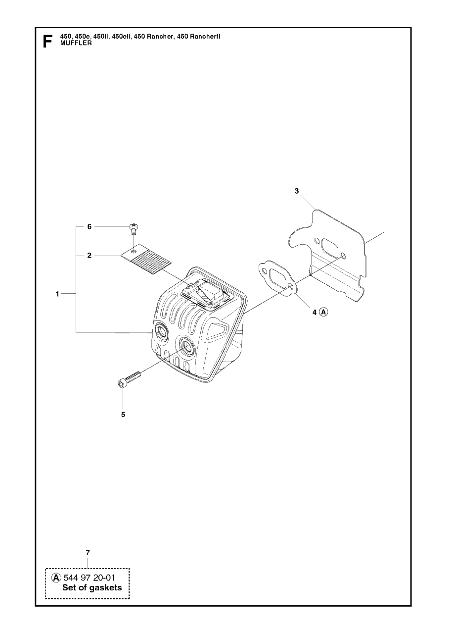 Muffler Diagram and Parts List for 450RANCHERII  Husqvarna Chainsaw