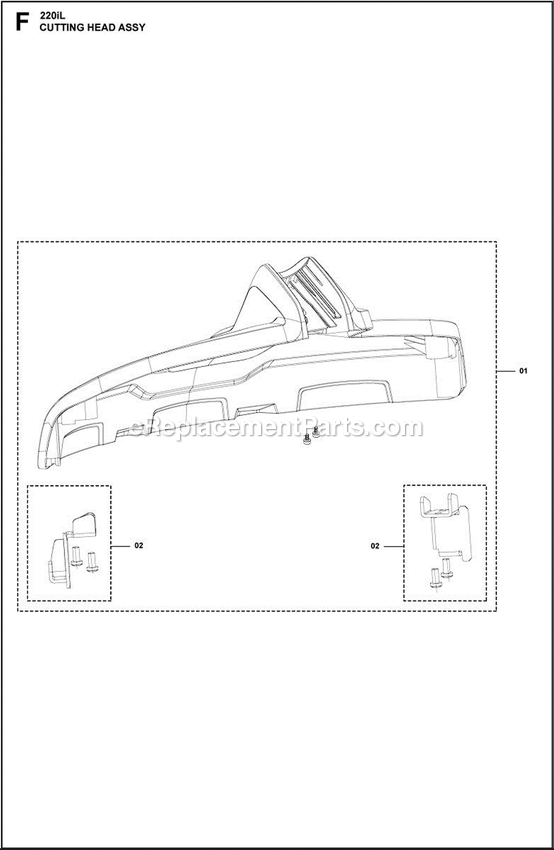 Cutting Head Diagram and Parts List for 220IL  Husqvarna Trimmer