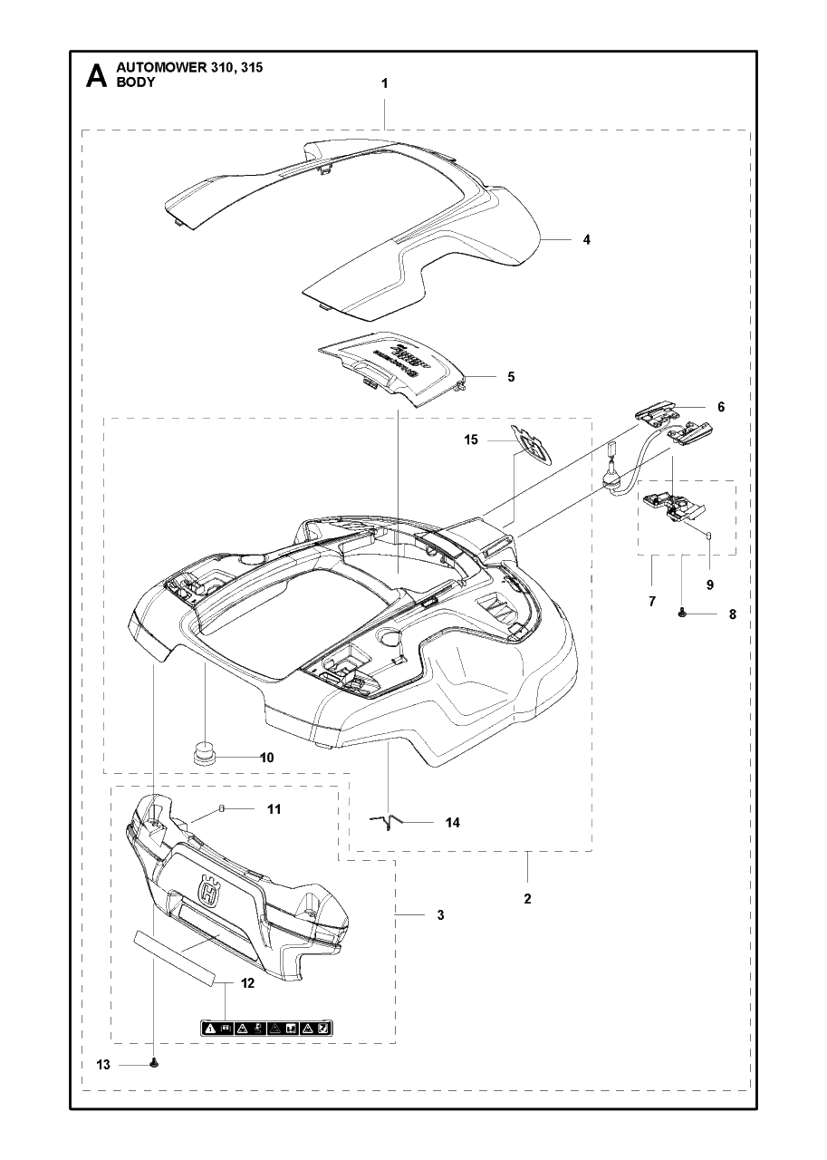 Cover Diagram and Parts List for 315 2015-03 Husqvarna Lawn Mower