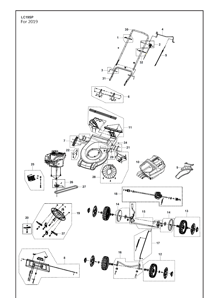 Product Complete 3 Diagram and Parts List for LC19SP  Husqvarna Lawn Mower