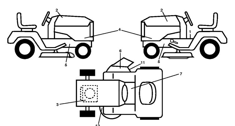 Decals Diagram and Parts List for LT1597 (96041041100)(2017-08) Husqvarna Lawn Tractor