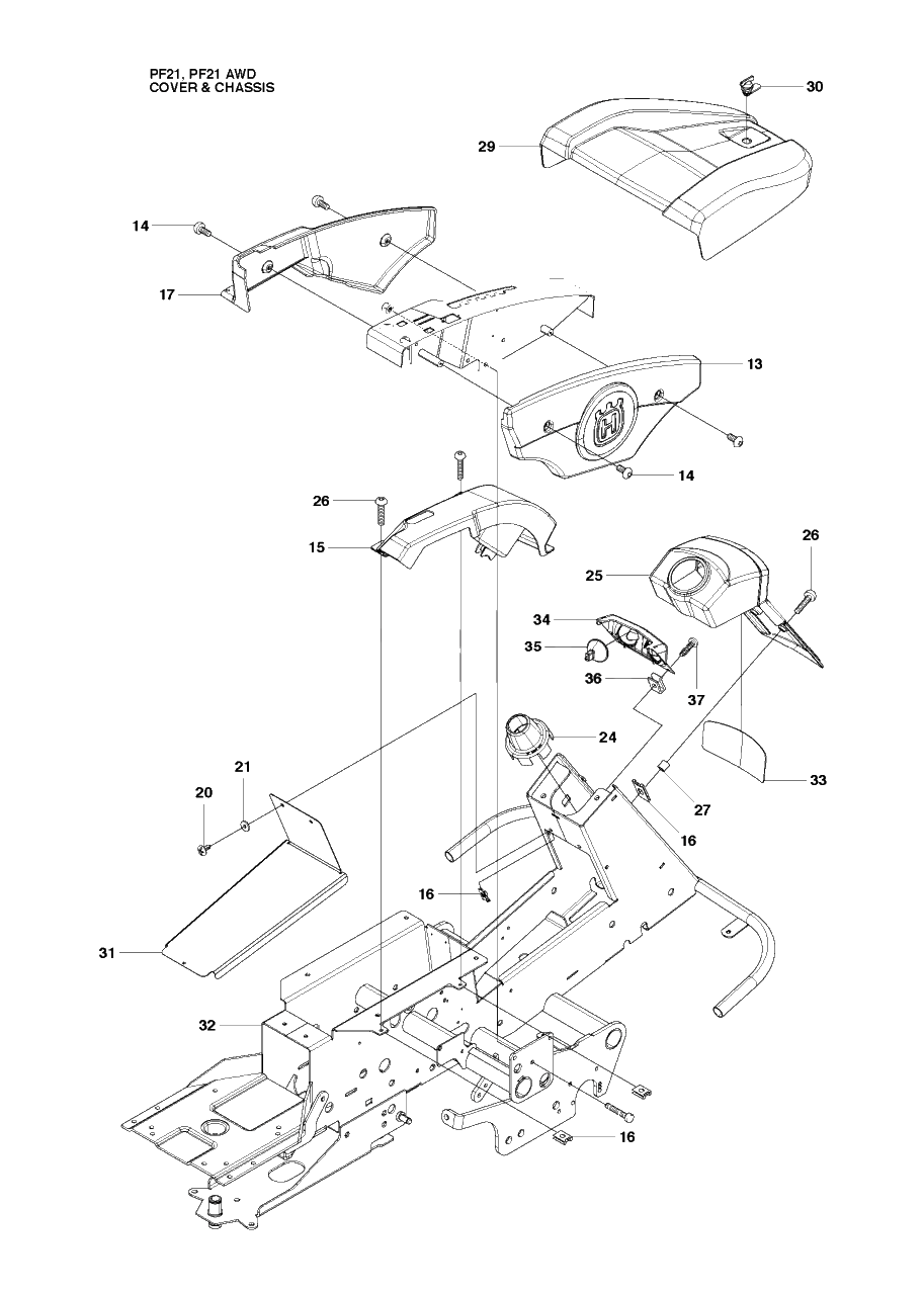 Cover 3 Diagram and Parts List for PF21 (965192401)(2010-07) Husqvarna Lawn Tractor