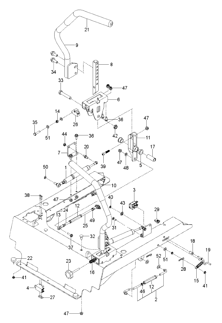 Steering Diagram and Parts List for PZ29 (966558010-00)(2019-05) Husqvarna Lawn Mower