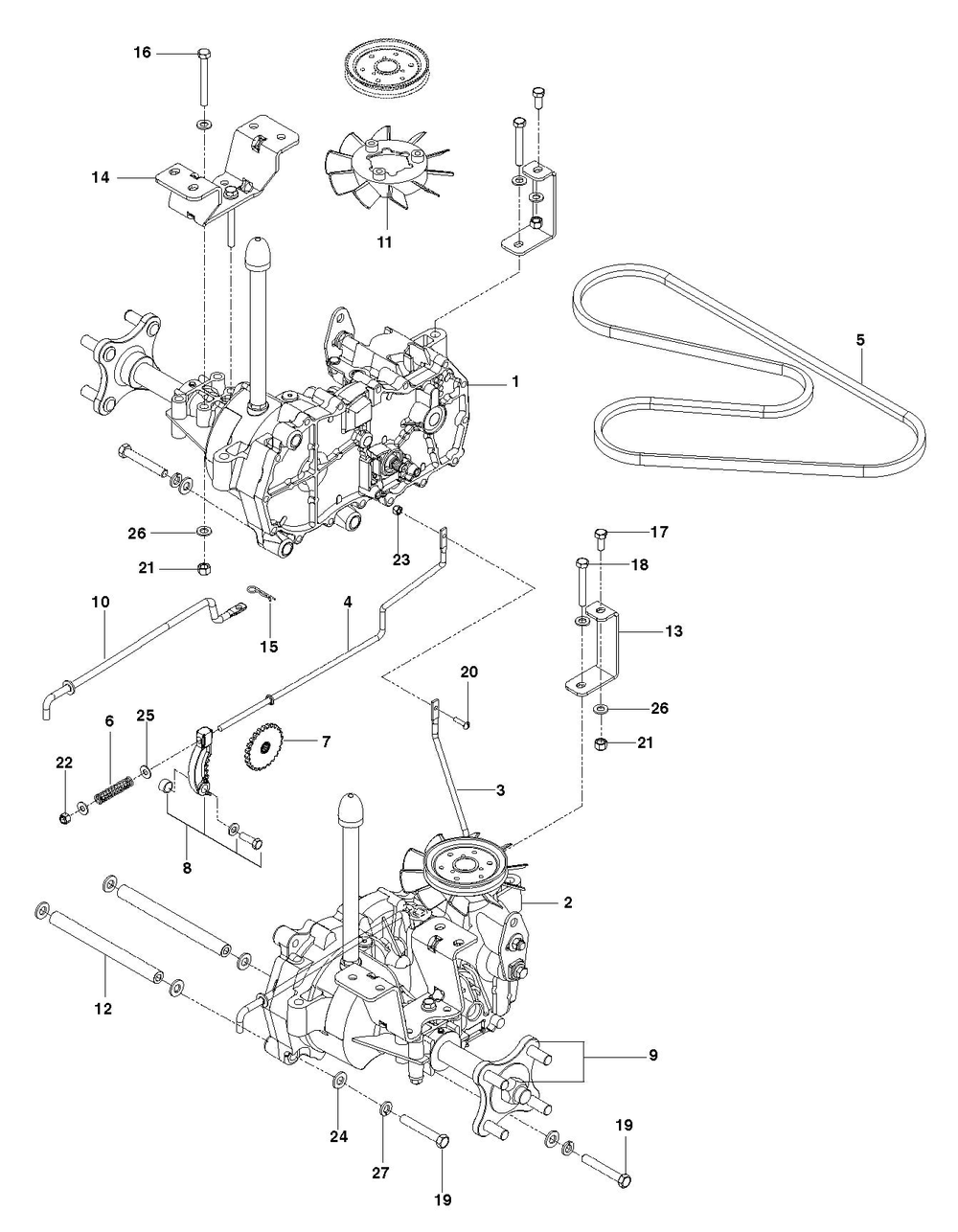 Hydraulic Pump - Motor Diagram and Parts List for RZ4622T  Husqvarna Lawn Tractor