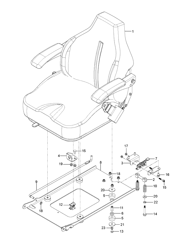 Seat Diagram and Parts List for Z554  Husqvarna Lawn Mower