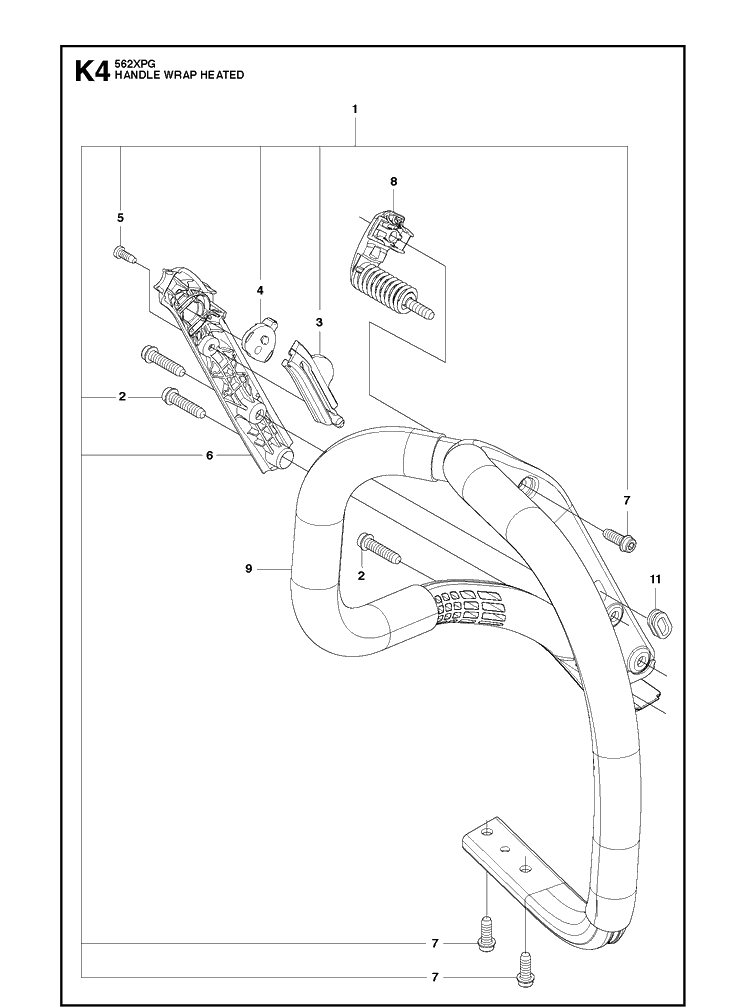 Handle Wrap Heated Diagram and Parts List for 562XP 2013-01 Husqvarna Chainsaw