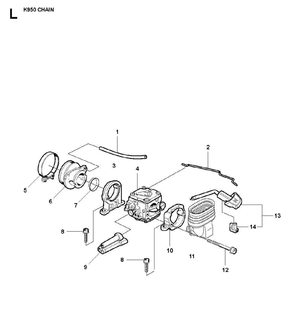 Carburetor Diagram and Parts List for K950CHAIN 2007-01 Husqvarna Circular Saw