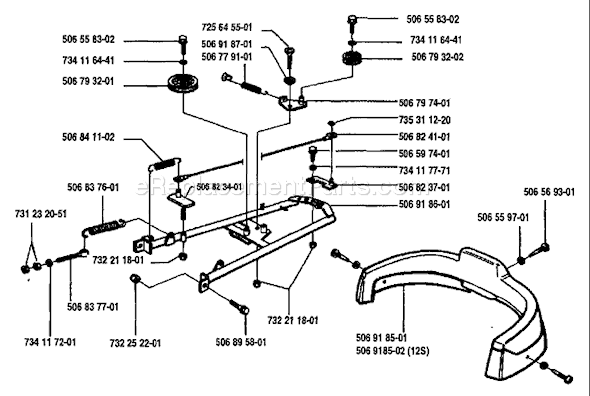 Page D Diagram and Parts List for RIDER97012 1993-05 Husqvarna Lawn Tractor