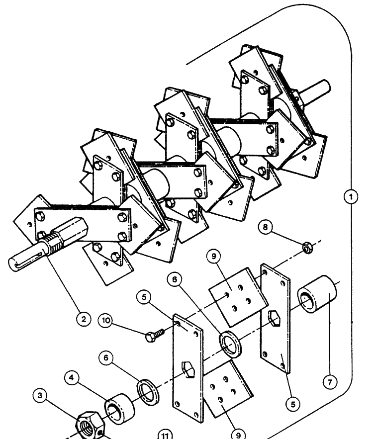 Slicer Shaft Assembly Diagram and Parts List for DT20A (539104746-02)(2000-05) Husqvarna Dethatcher