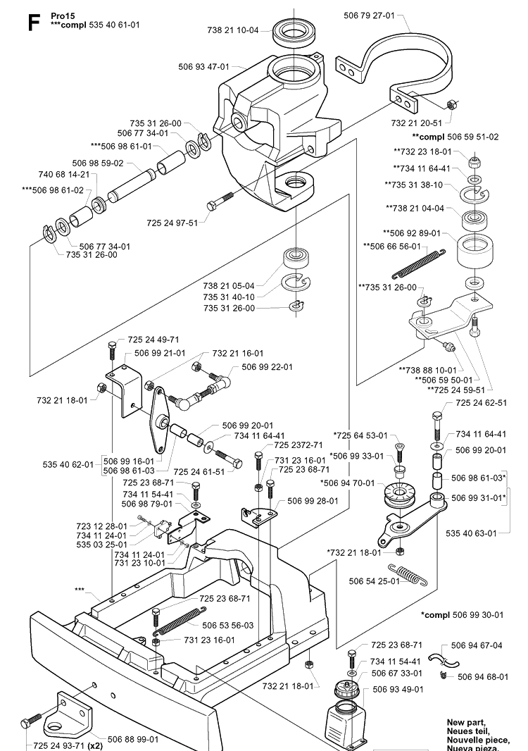 Steering Column Diagram and Parts List for PR15 2003-01 Husqvarna Lawn Mower