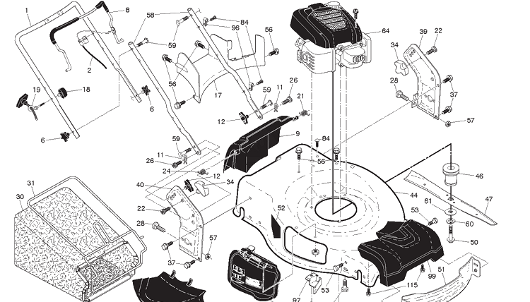 Frame And Engine Diagram and Parts List for LC356V (96141021200)(2018-08) Husqvarna Lawn Mower