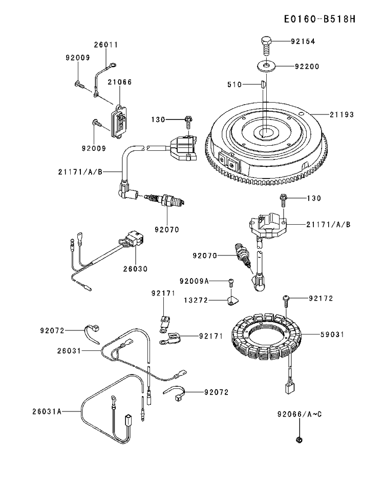 Electrical Diagram and Parts List for FR691V-DS15 2017-09 Husqvarna Engine