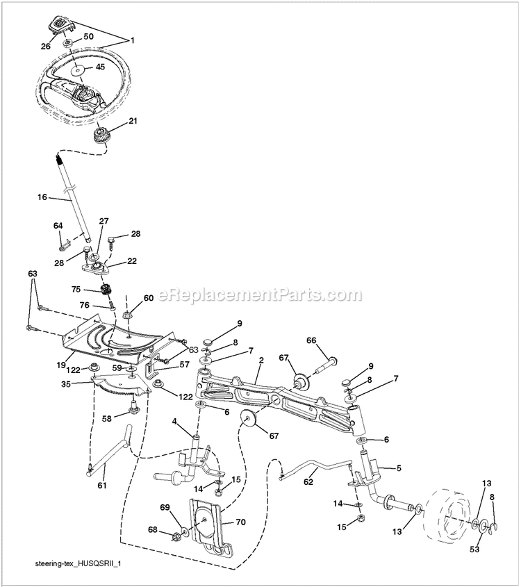 Steering A Diagram and Parts List for TS148XK  Husqvarna Lawn Tractor