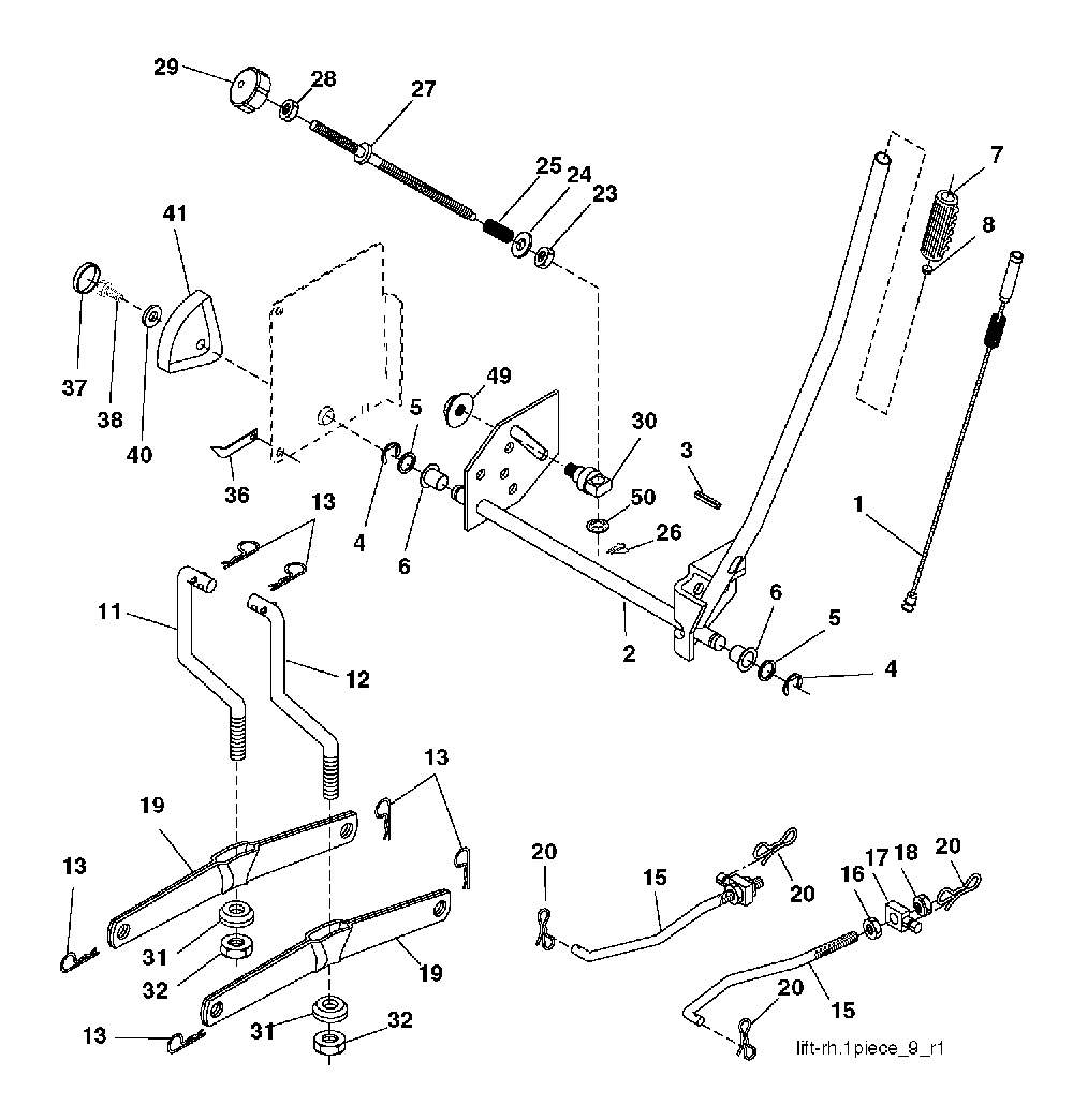 Mower Lift / Deck Lift Diagram and Parts List for CTH220TWIN (96061019103)(2008-11) Husqvarna Lawn Tractor