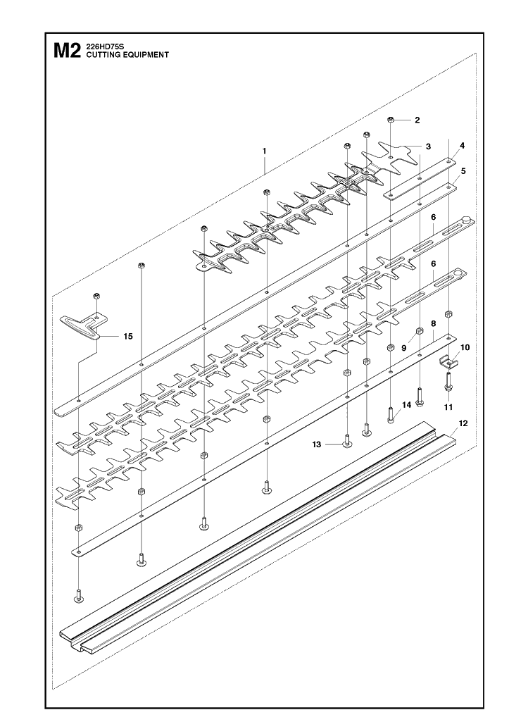 Cutting Equipment Diagram and Parts List for 226HD75S 20090100001-20130499999 Husqvarna Hedge Trimmer
