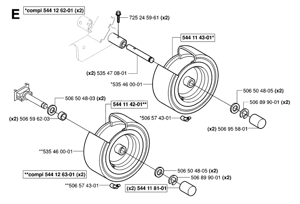 Wheels And Tires Diagram and Parts List for R13R (953533901)(2006-01) Husqvarna Lawn Tractor