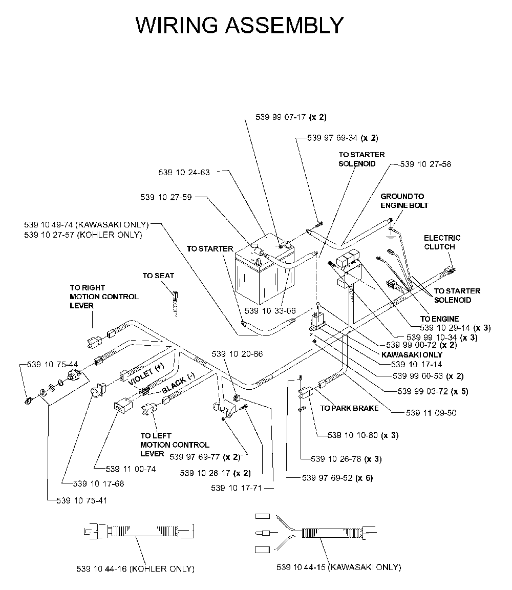 Wiring Harness Diagram and Parts List for IZ5224TLKOA (968999332)(2005-12) Husqvarna Lawn Tractor