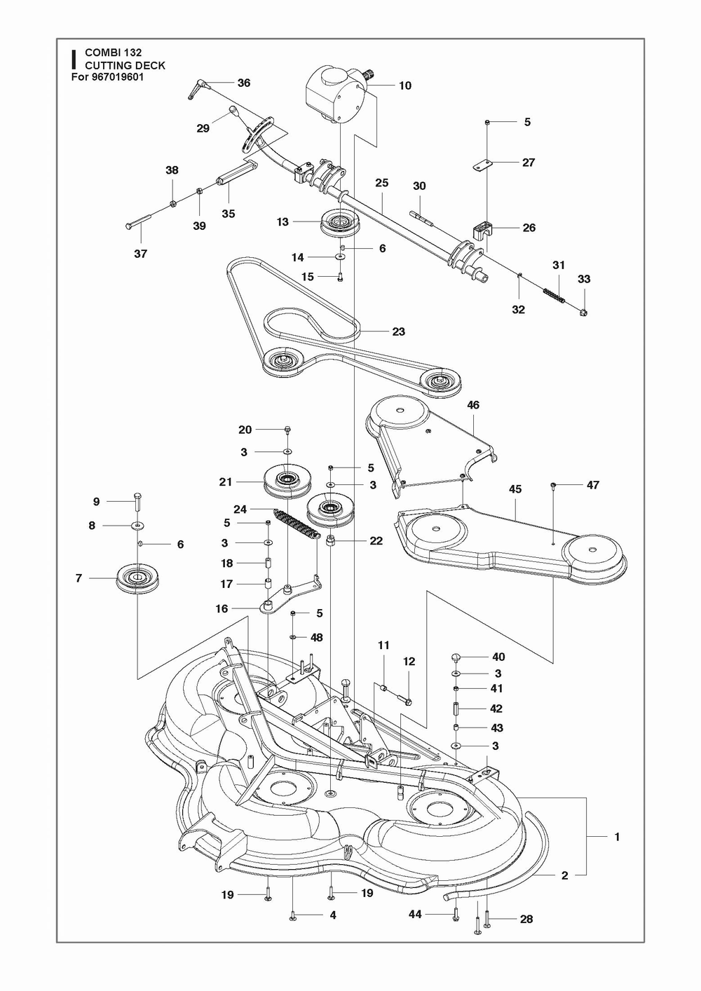 52/132cm Cutting Deck Diagram and Parts List for 132P500D  Husqvarna Lawn Tractor Accessories