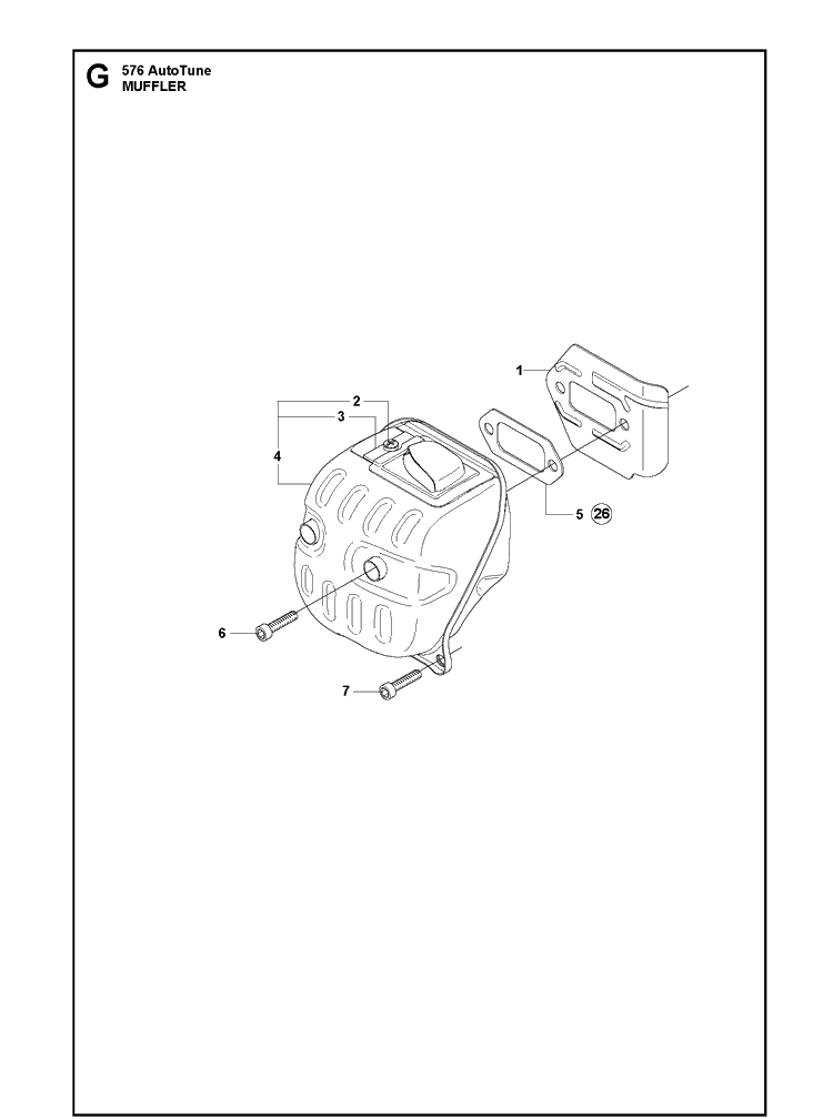 Muffler Diagram and Parts List for 576XP 20130900001-Current Husqvarna Chainsaw