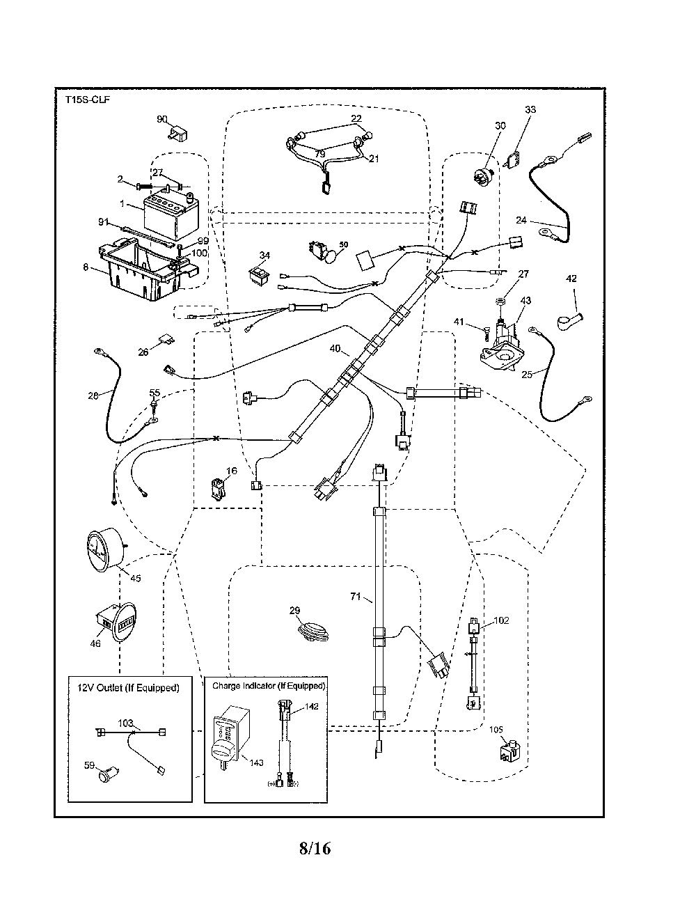 Electrical Diagram and Parts List for YT42CS-502120  Husqvarna Lawn Tractor