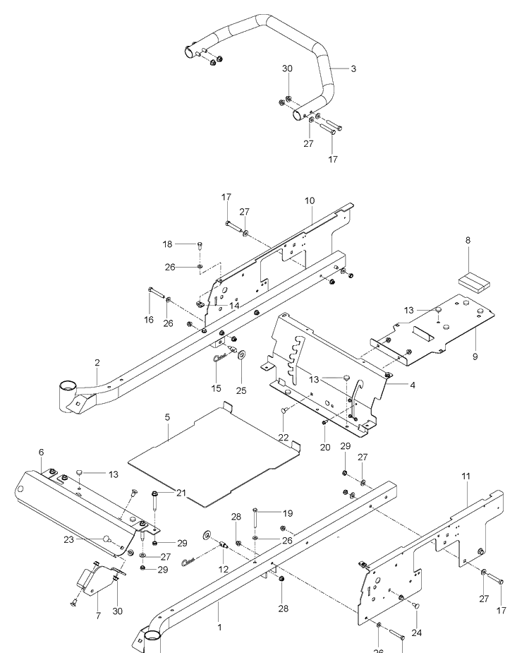Frame Diagram and Parts List for RZ3016 (96661230104)(2015-04) Husqvarna Lawn Mower