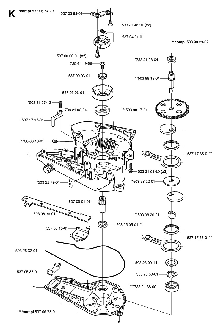 Gear Housing Diagram and Parts List for 326HS99 (X-SERIES)(20030100001-Current) Husqvarna Hedge Trimmer