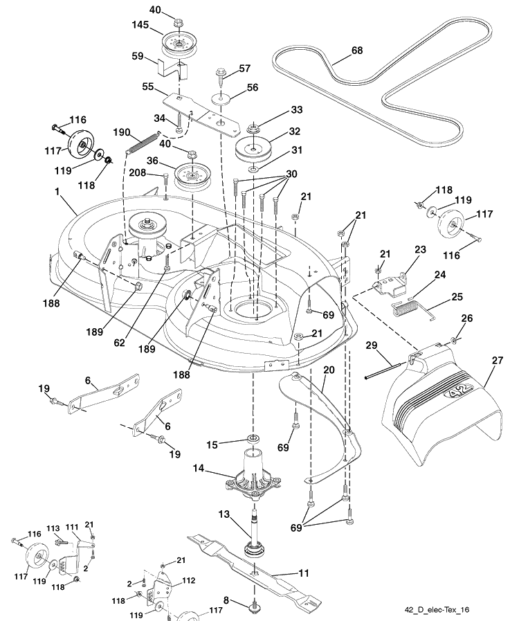 Mower Deck Diagram and Parts List for YTH2042TD (96041005403)(2010-02) Husqvarna Lawn Mower