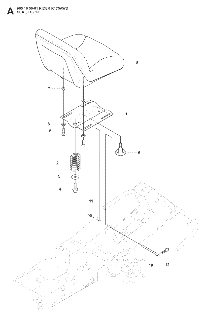 Seat Diagram and Parts List for R175AWD (965105001)(2008-06) Husqvarna Lawn Tractor