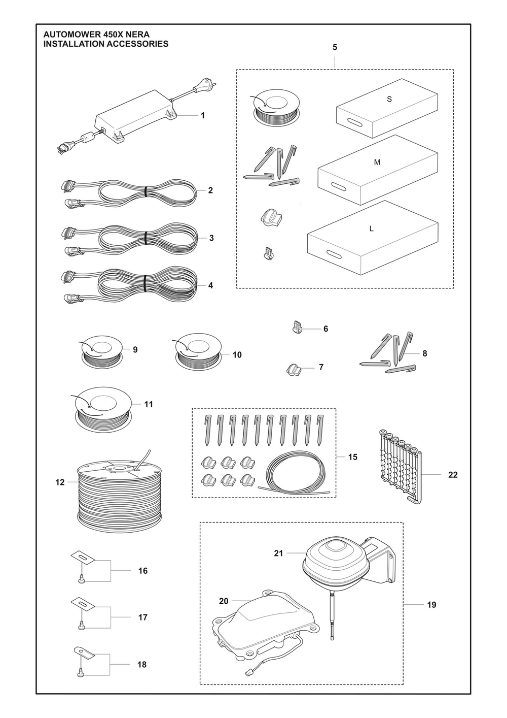 Installation Accessories Diagram and Parts List for 450XNERA  Husqvarna Lawn Mower