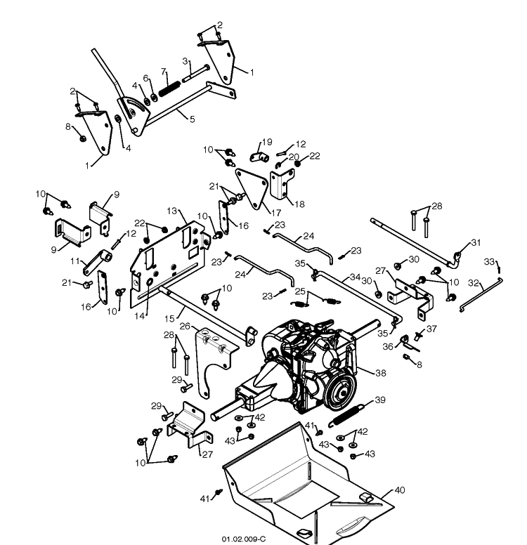 Drive Diagram and Parts List for 14527XLS (96193006101)(2010-08) Husqvarna Snow Blower