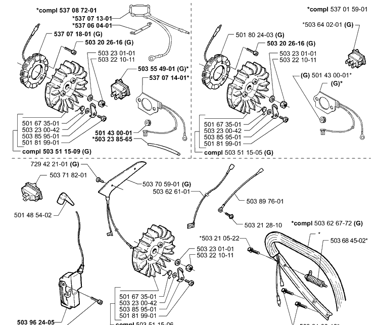Ignition / Flywheel Diagram and Parts List for 362EPA 1999-11 Husqvarna Chainsaw
