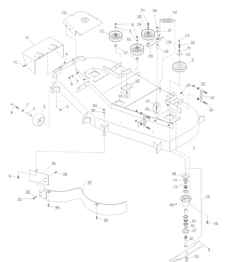 Deck Assembly 61-Inch Diagram and Parts List for IZ6123KAA (968999235) S/N 033600000 & Up)(2004-09) Husqvarna Lawn Tractor