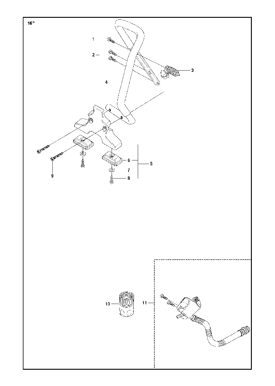 Handle Diagram and Parts List for K970II 2014-02 Husqvarna Circular Saw