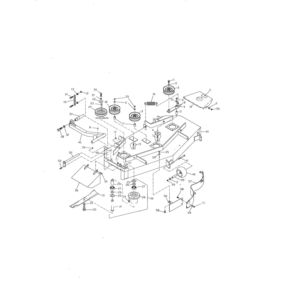 48" Deck Diagram and Parts List for ZTHQL4221A 968999172 Husqvarna Lawn Tractor