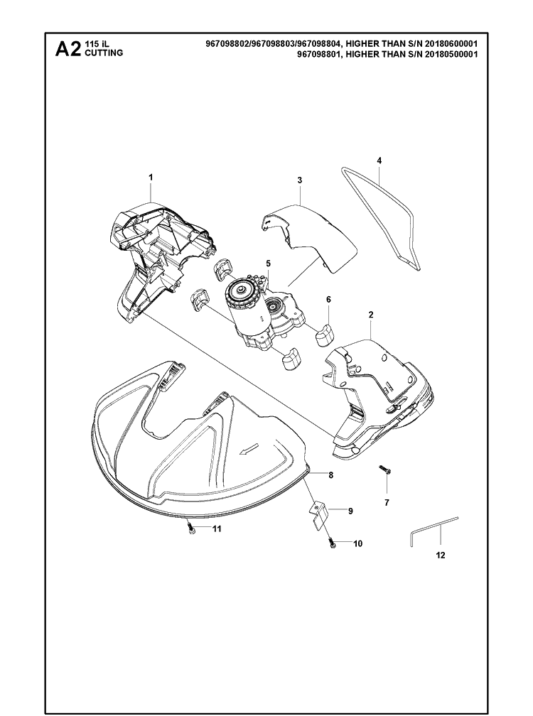 Cutting Equipment Diagram and Parts List for 115IL (9670988001)(20182200001-Current) Husqvarna Edger